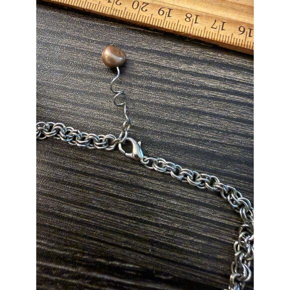 Vintage-Inspired Mona Lisa Pendant Necklace w/ Silver-Tone Chain & Faux Pearls - Picture 2 of 4